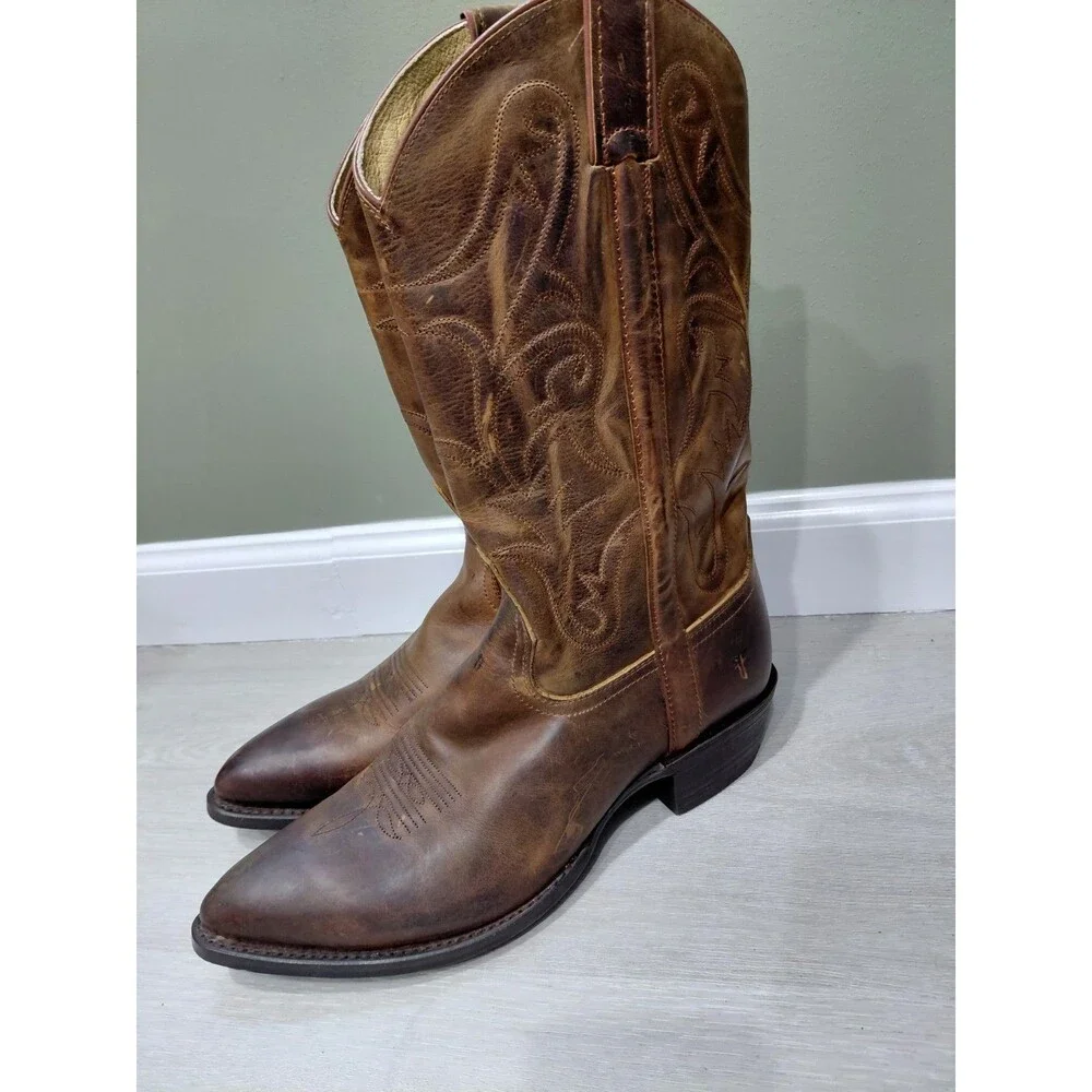 Frye 279034 Men’s Brown Leather Western Boots- sz 10.5 D
